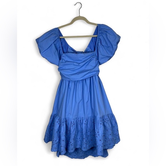 Anthropologie En Saison Blue Midi Dress with Puff Sleeves - Picture 2 of 4